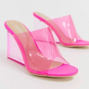 PUBLIC DESIRE Clear Neon Pink Wedges — Sold Out!